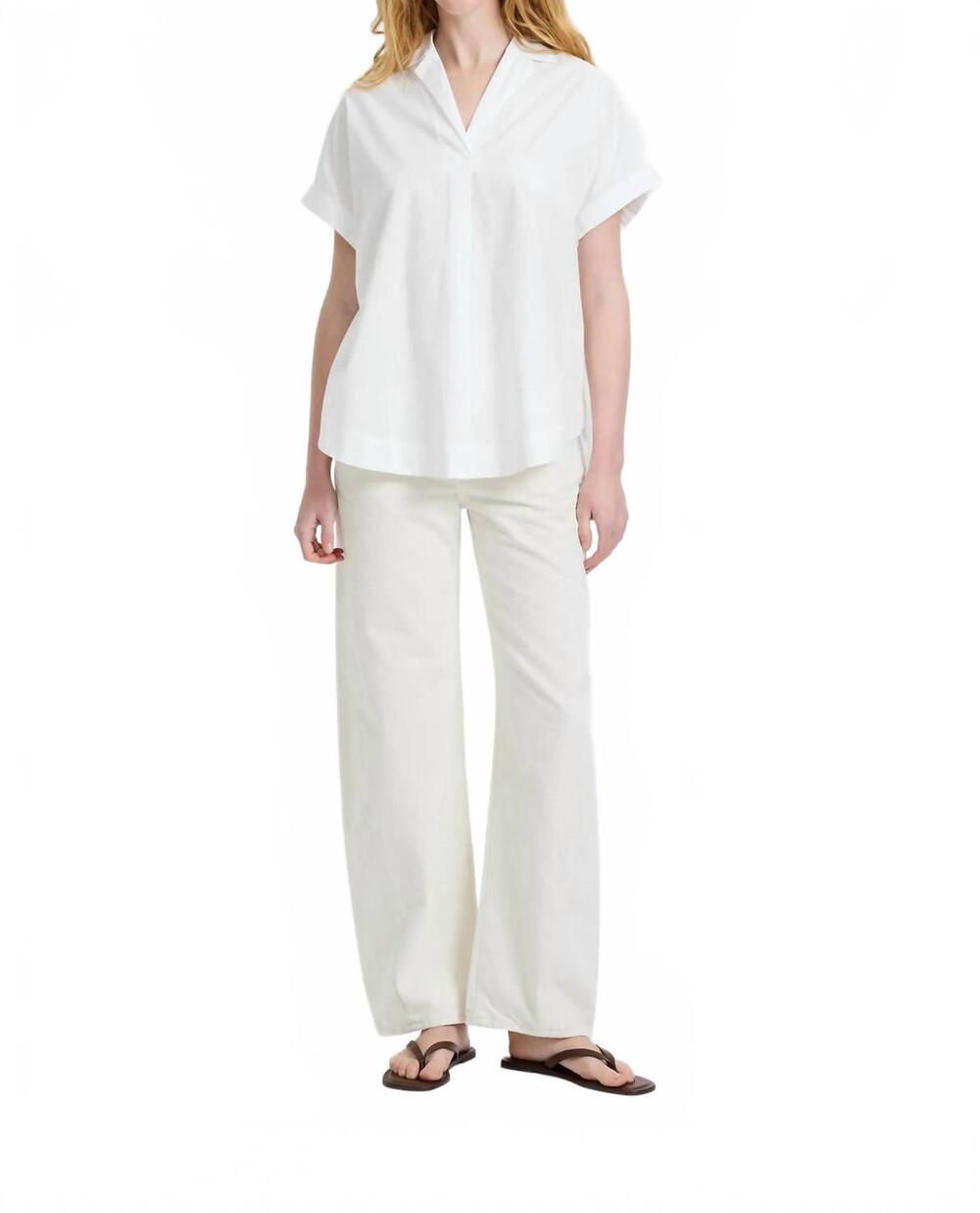 NEW FRENCH CONNECTION poplin collared top in white
